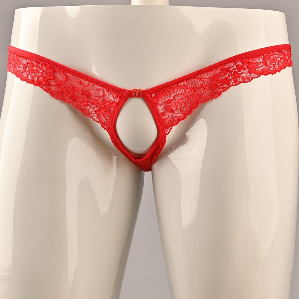 Ultra Thin Mens for LINGERIE Thongs Breathable Hollow Pouch Briefs Black Red - Picture 15 of 20