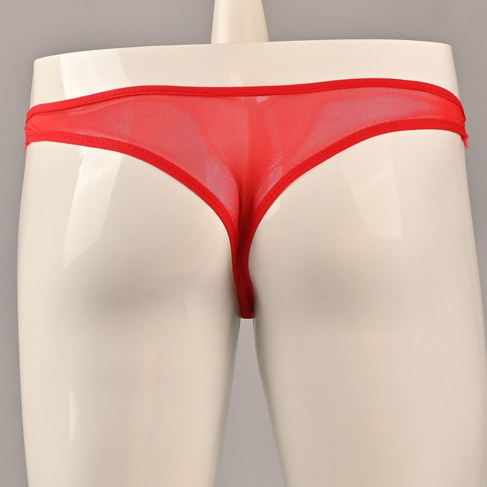 Ultra Thin Mens for LINGERIE Thongs Breathable Hollow Pouch Briefs Black Red - Picture 19 of 20