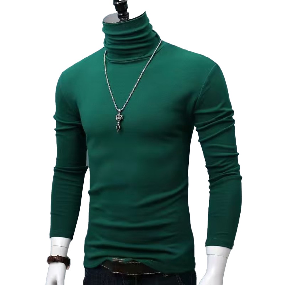 Camiseta clásica de manga larga ajustada con cuello alto para salidas de invierno para hombre - Imagen 13 de 20