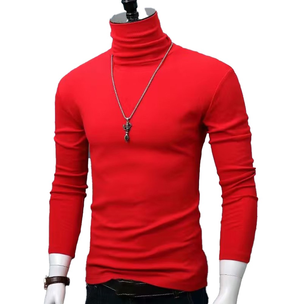 Men's Fashionable Winter Slim Fit T Shirt with Long Sleeves and Collar - Picture 12 of 20