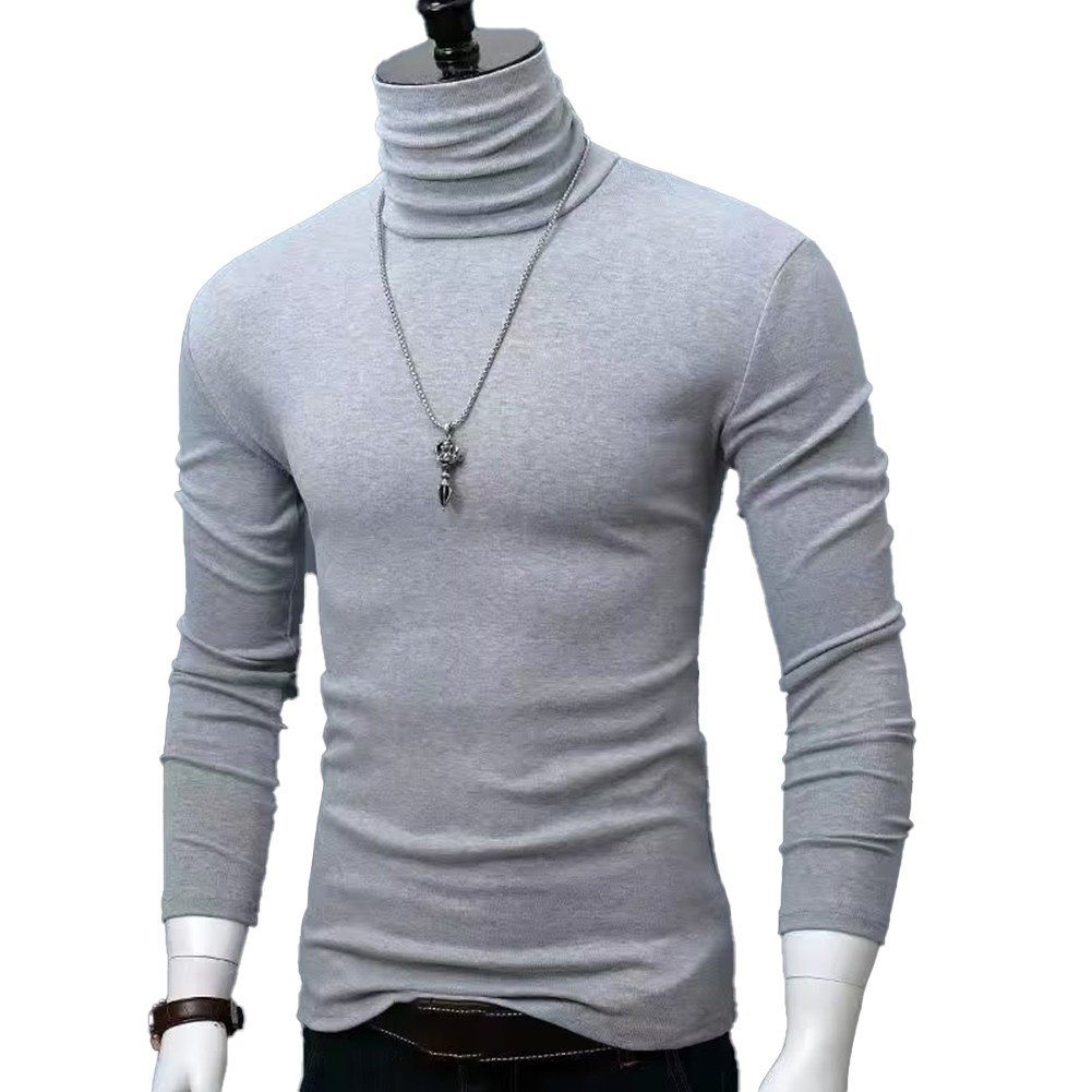 Men's Fashionable Winter Slim Fit T Shirt with Long Sleeves and Collar - Picture 16 of 20