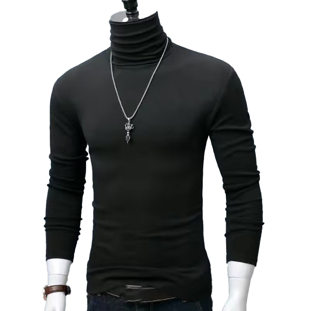 Men's Fashionable Winter Slim Fit T Shirt with Long Sleeves and Collar - Picture 10 of 20