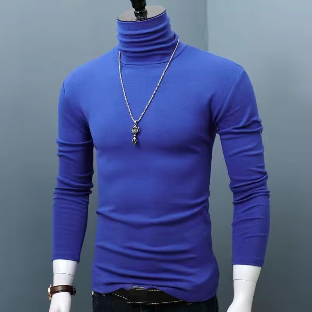 Men's Fashionable Winter Slim Fit T Shirt with Long Sleeves and Collar - Picture 17 of 20