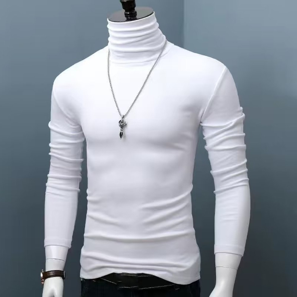 Men's Fashionable Winter Slim Fit T Shirt with Long Sleeves and Collar - Picture 7 of 20
