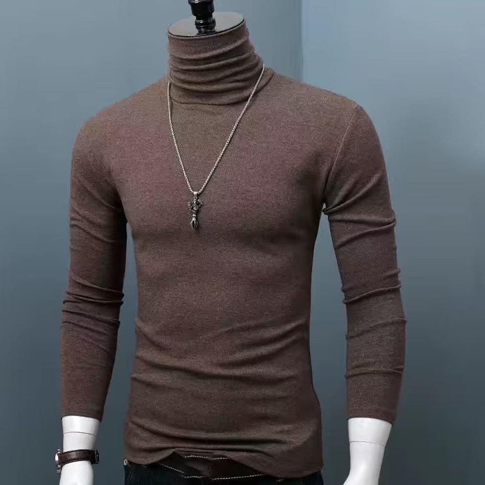 Men's Fashionable Winter Slim Fit T Shirt with Long Sleeves and Collar - Picture 13 of 20