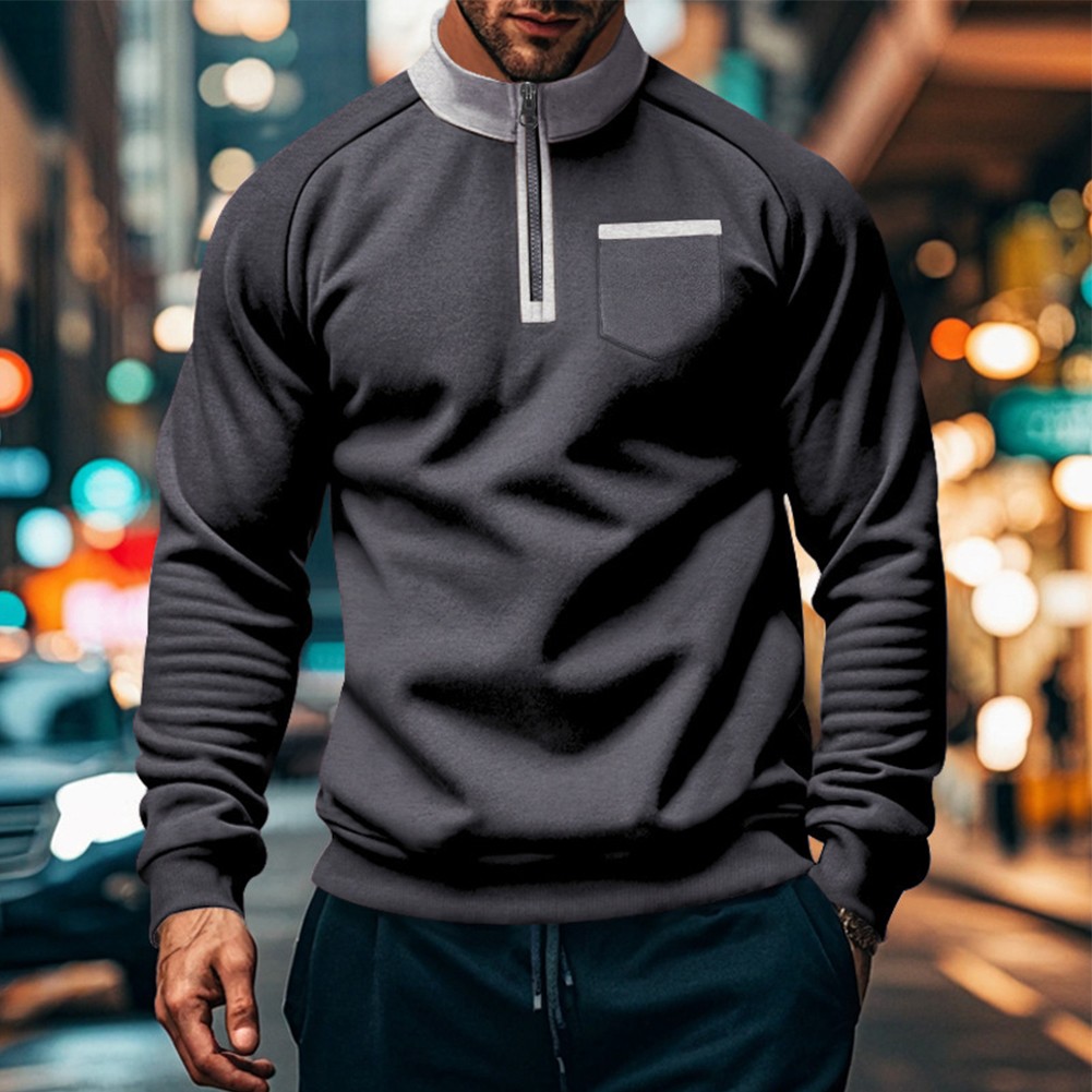 Sweats à col montant tendance pour hommes manches longues vêtements de sport h tendance