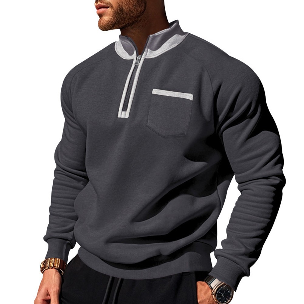 Sweats à col montant tendance pour hommes officiel manches longues vêtements de sport h