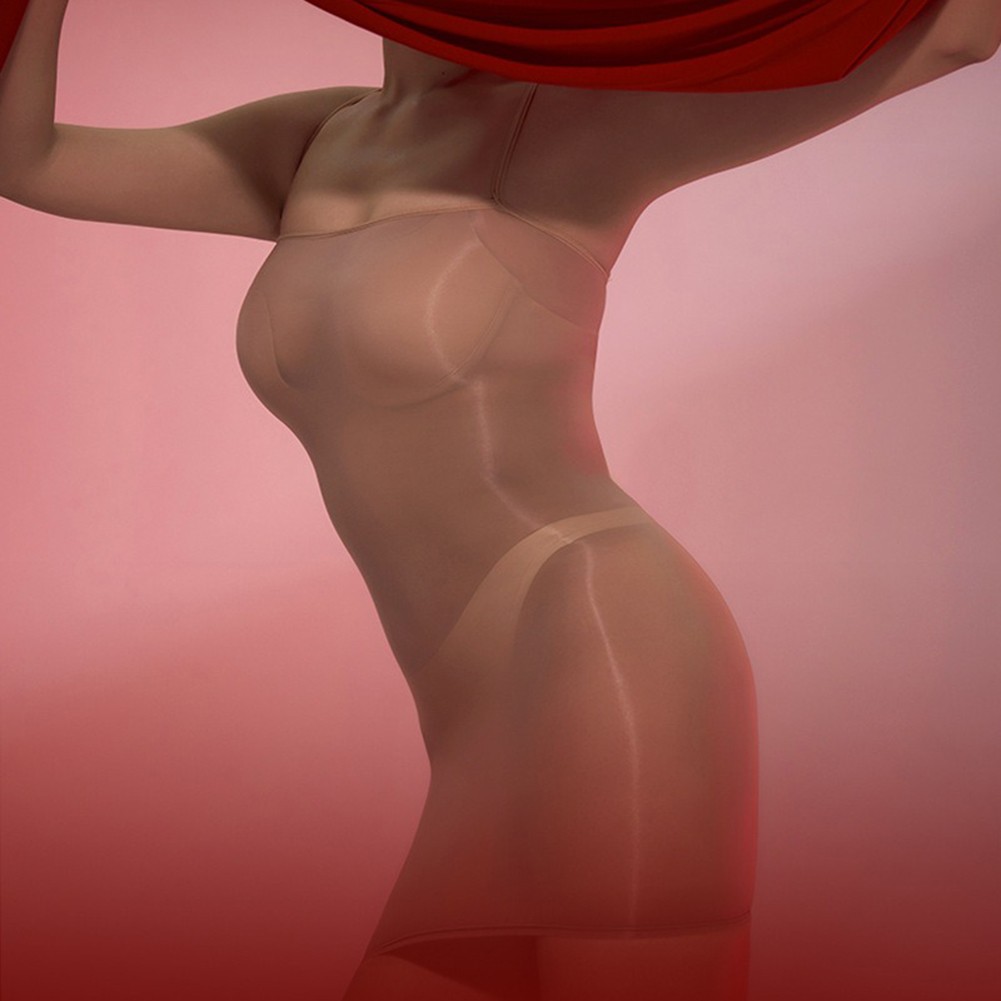 Oily Shiny Women's Dress Featuring a Sleek Sheer Suspender Skirt Design - Picture 28 of 34