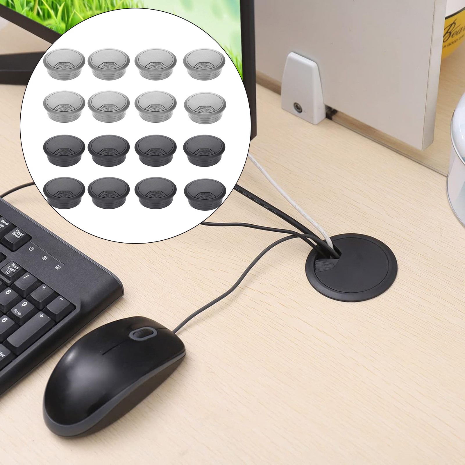 Eco Friendly ABS Plastic Cable Grommets Wire Organizer for Desk Set of 8