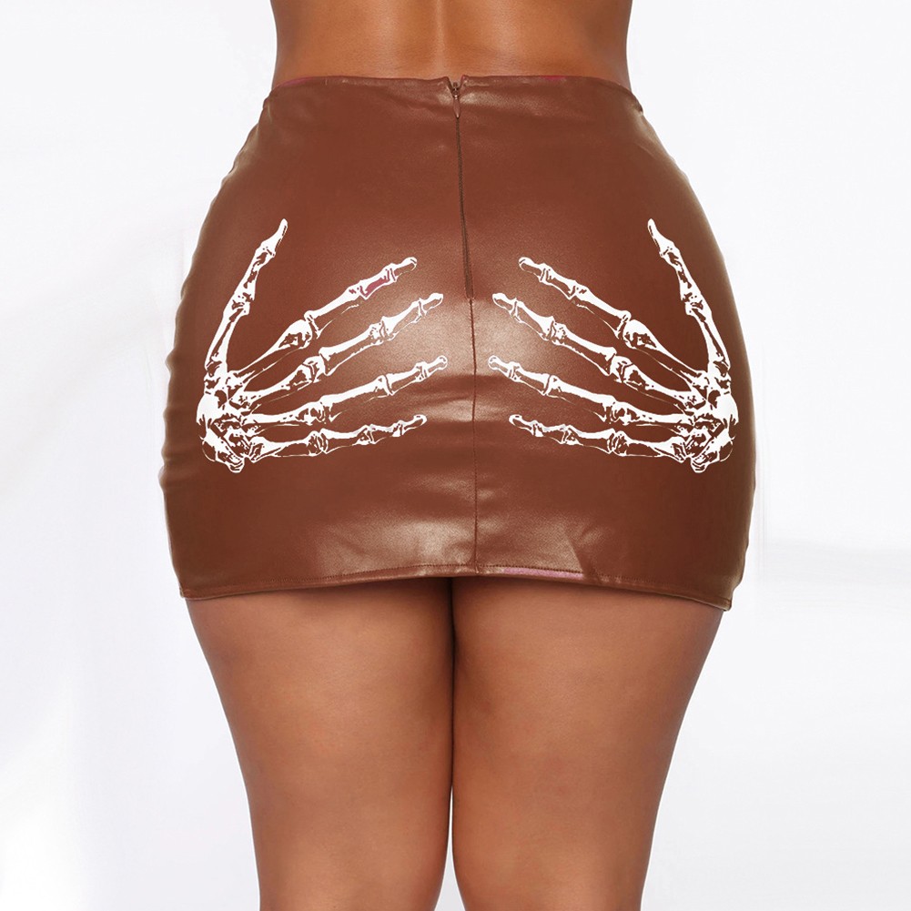 PU-Lederrock lässiger Stil tägliche Kleidung Partykleidung bedrucktes Muster t - Bild 14 von 22