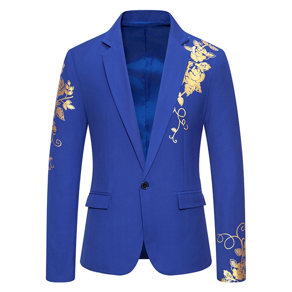 Gold Bronzing Blazer Men's Paisley Blazer Formal Suit Jacket Casual Style - Picture 13 of 27