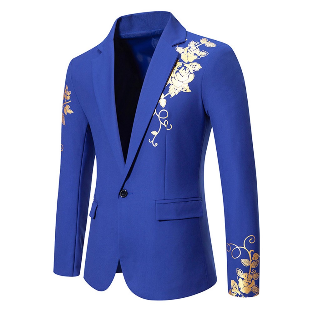 Gold Bronzing Blazer Men's Paisley Blazer Formal Suit Jacket Casual Style - Picture 15 of 27