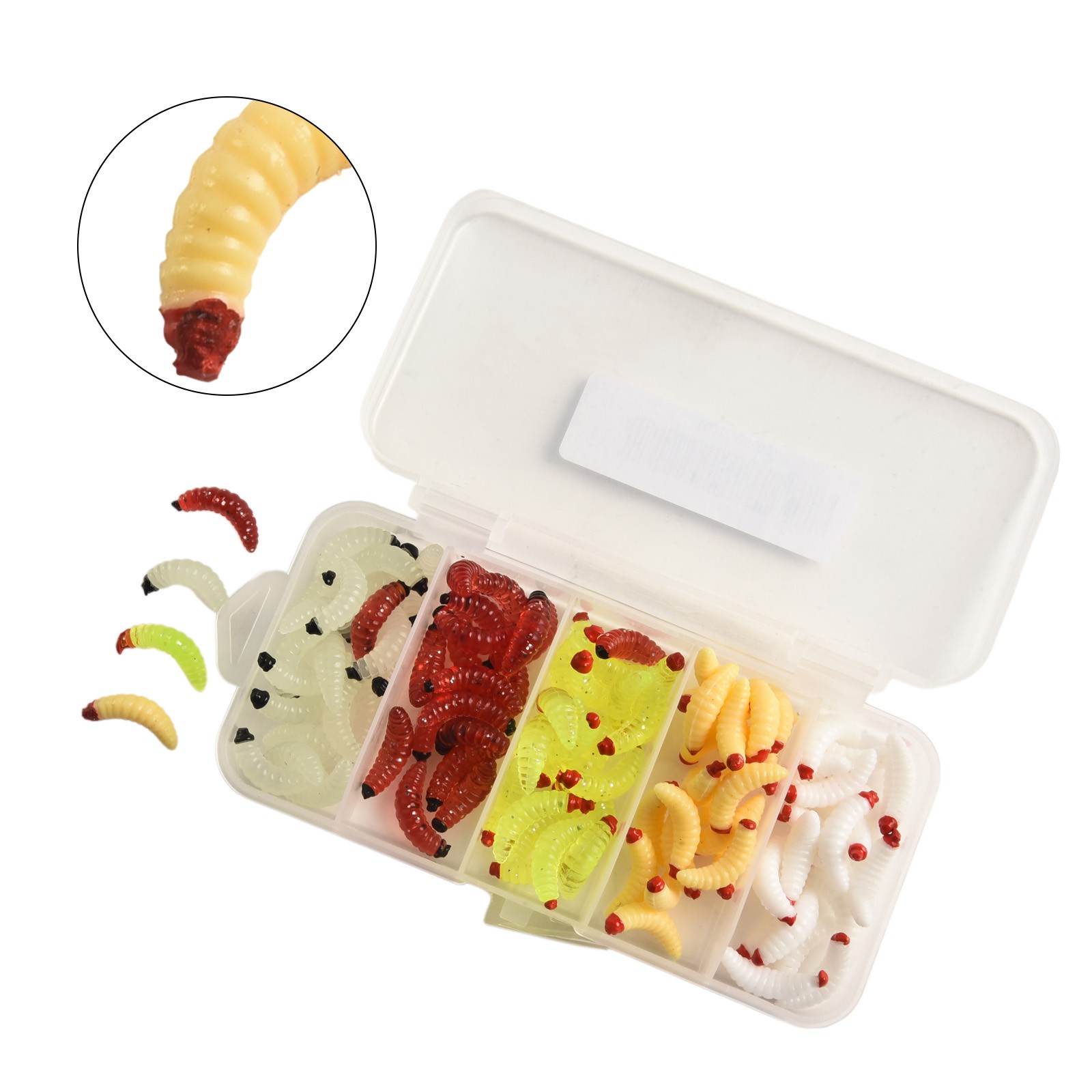 Effective Maggot Grub Soft Fishing Lure for Targeting Salmon and Trout 100pcs