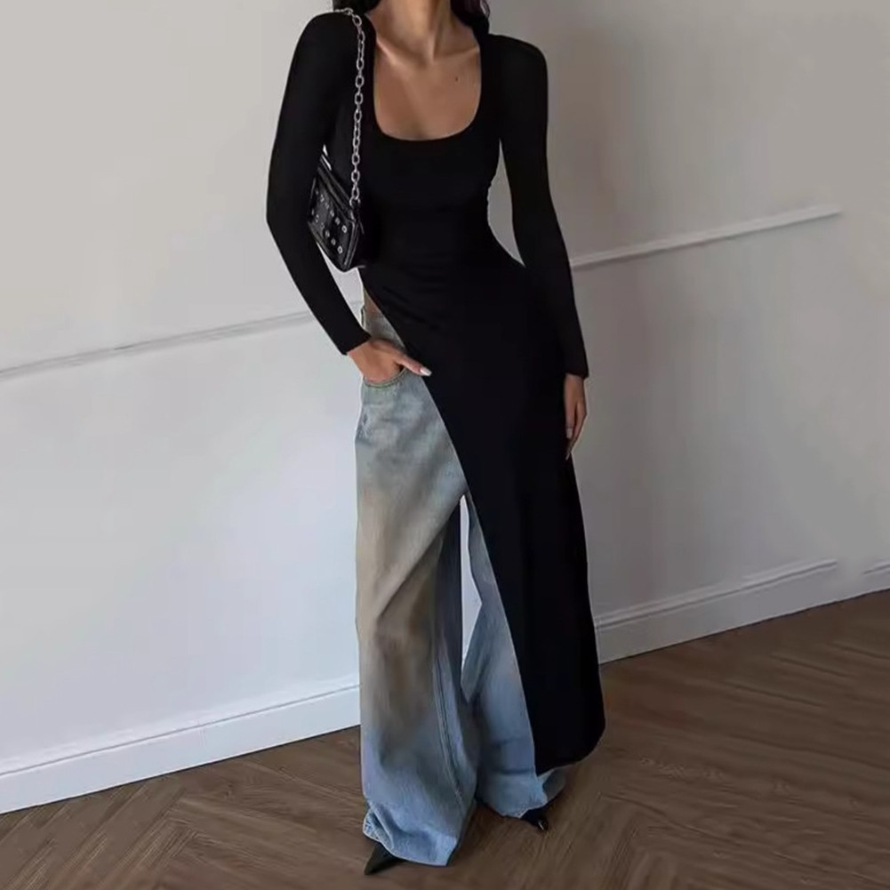 Sleek and Stylish Womens Casual Round Neck Long Sleeve TShirt in Black - Picture 16 of 39