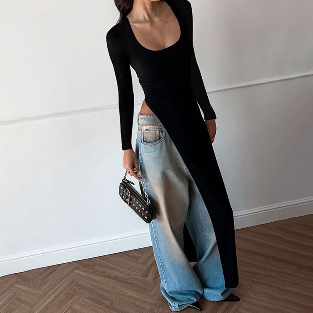 Sleek and Stylish Womens Casual Round Neck Long Sleeve TShirt in Black - Picture 15 of 39