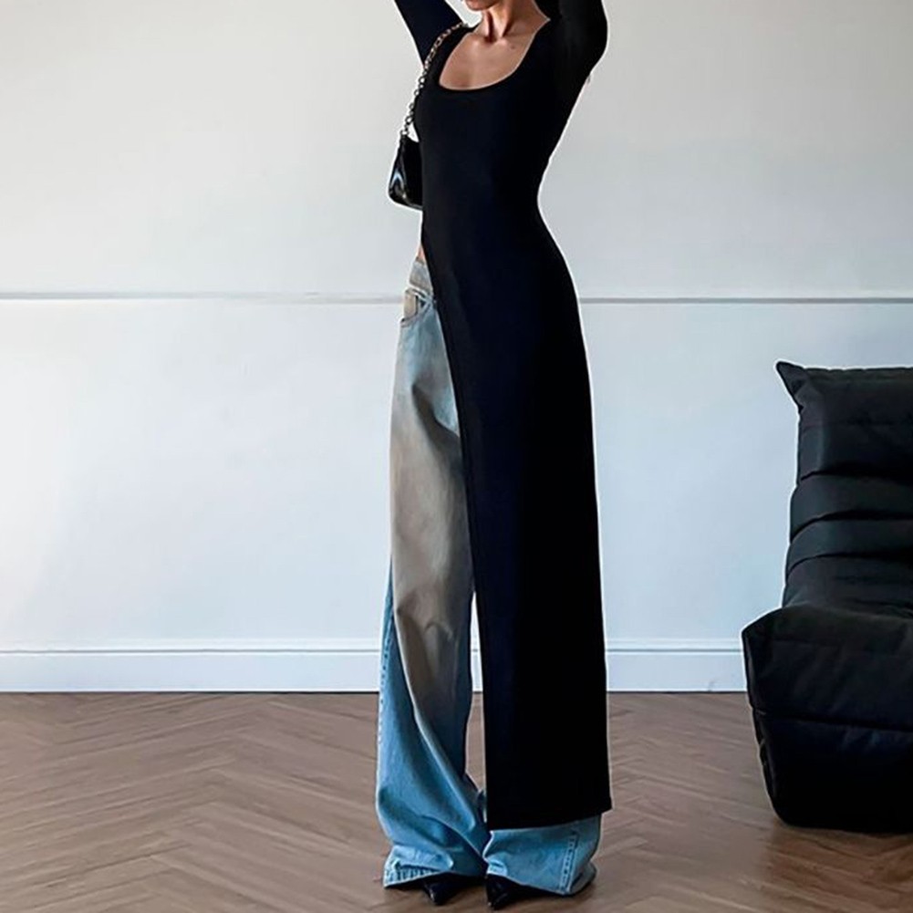 Sleek and Stylish Womens Casual Round Neck Long Sleeve TShirt in Black - Picture 14 of 39