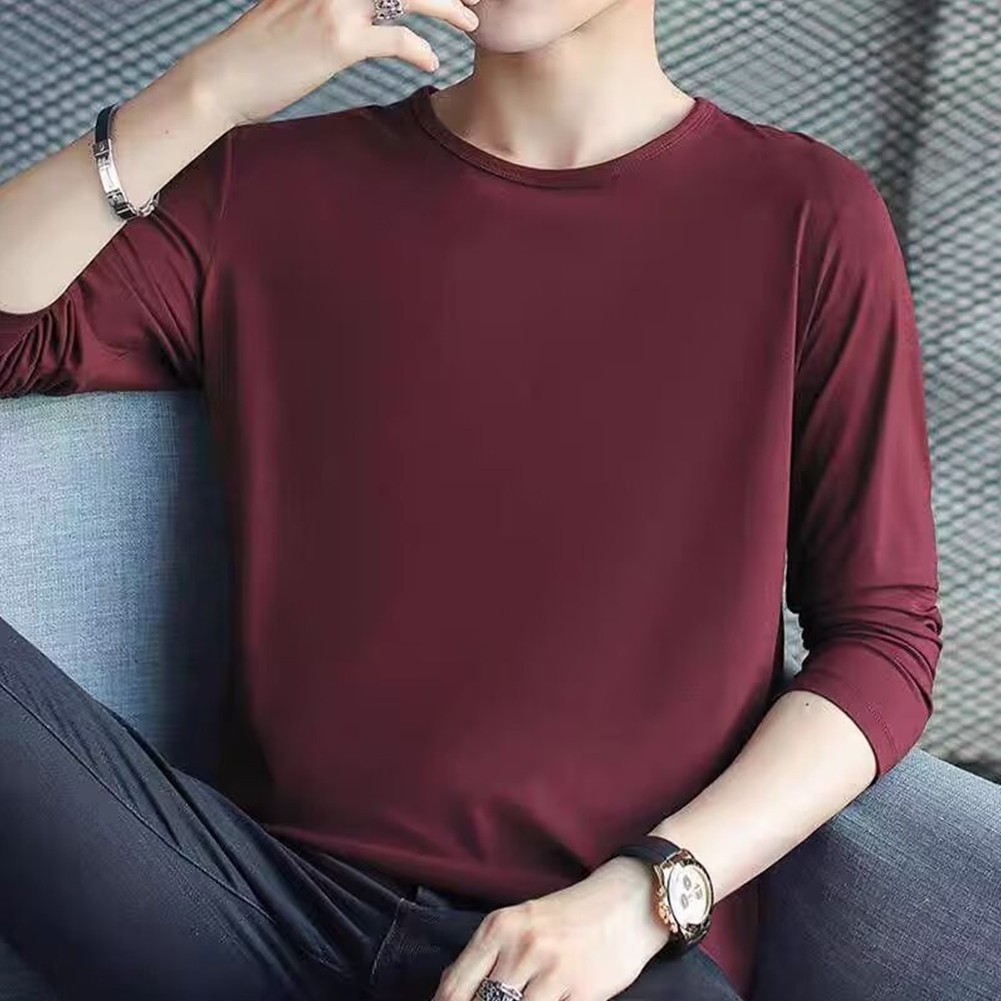 Long Sleeve T-Shirt Polyester Fabric Round Neckline For Casual Outings - Picture 20 of 20