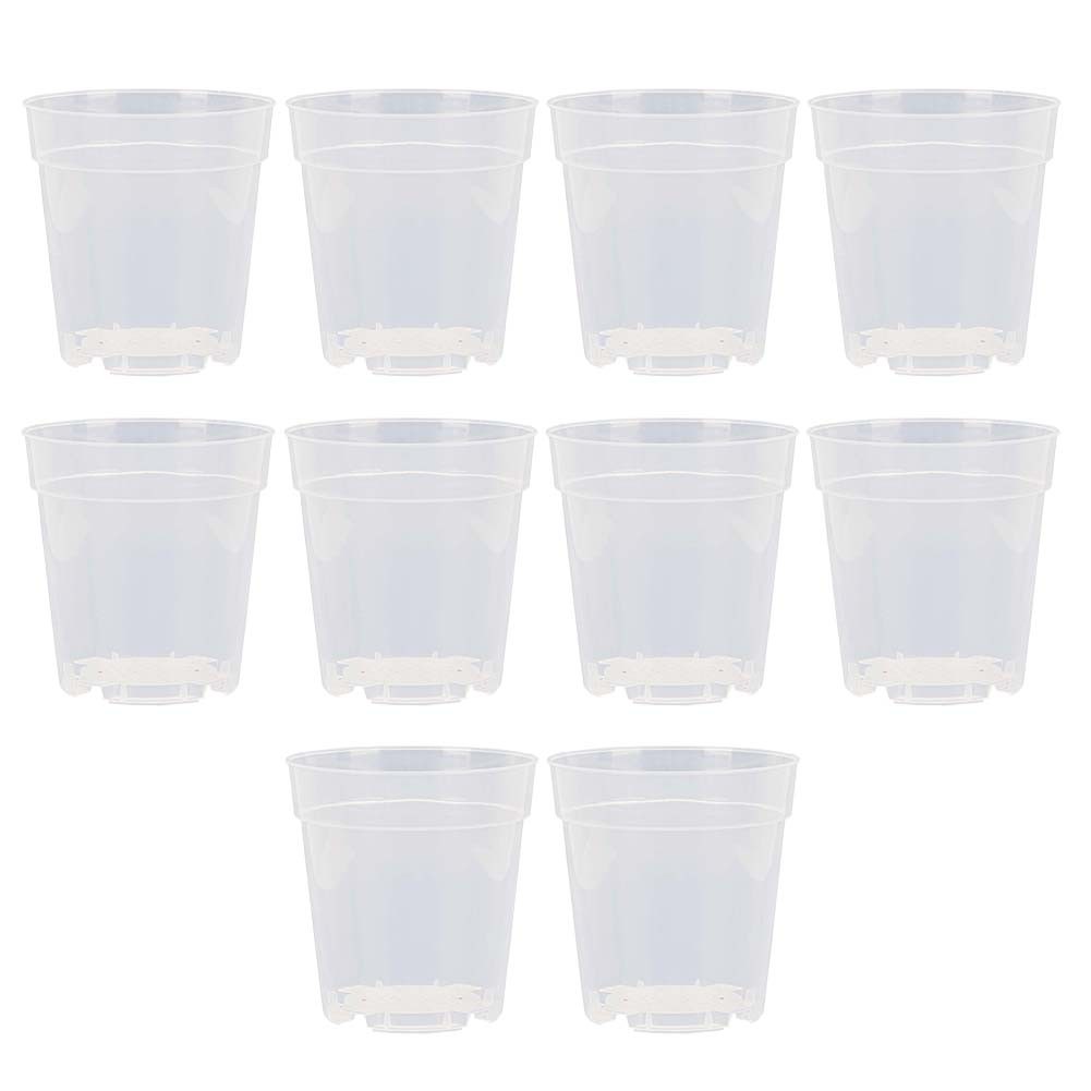 Clear Planting Pots Set of 10 with Drainage Holes for Small to Medium Plants