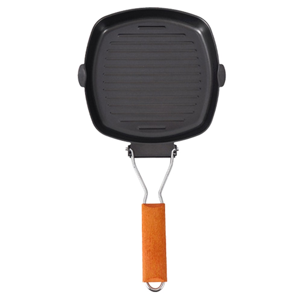 20cm Foldable Cooking Pot in Cast Iron with Heat Resistant Wooden Grip