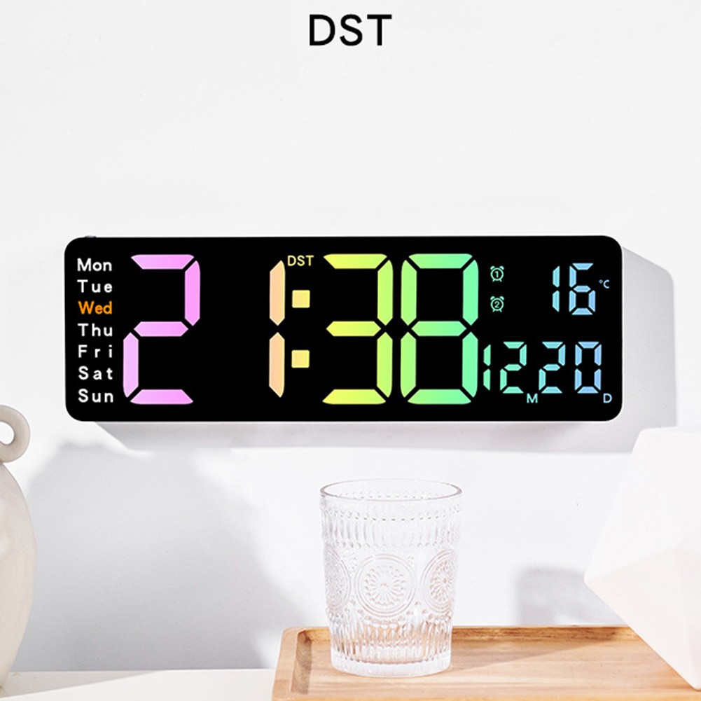 13in Large Screen Digital Wall Clock with Remote Control Colorful Display
