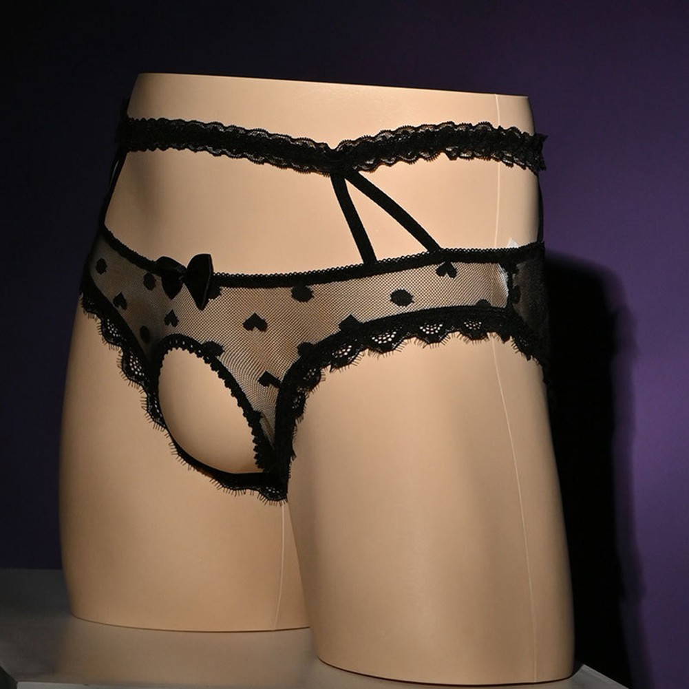 Élégant slip points de vente sexy homme taille basse maille sous vêtement avec motif ouvert c