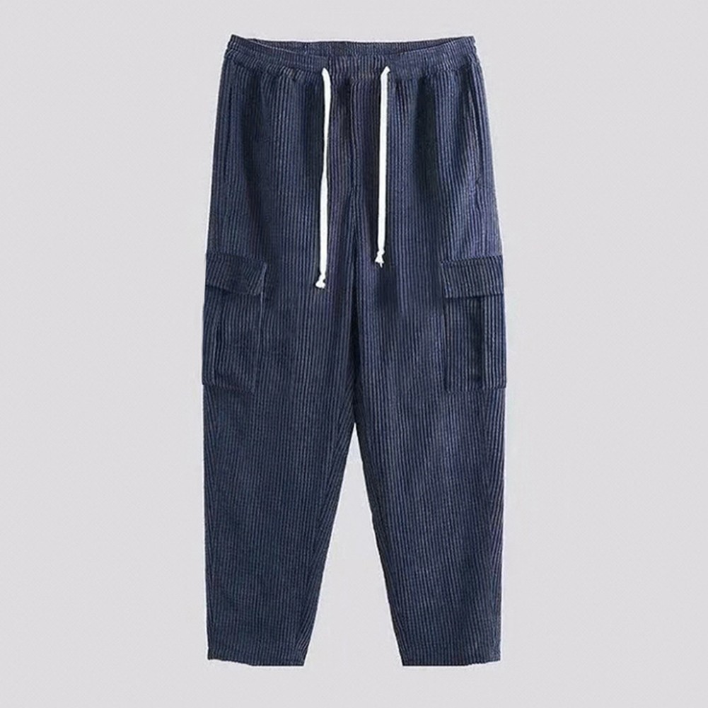 Atmungsaktive Herren Cargohose Vintage Style Kordelzug Hose für Freizeit - Bild 19 von 66