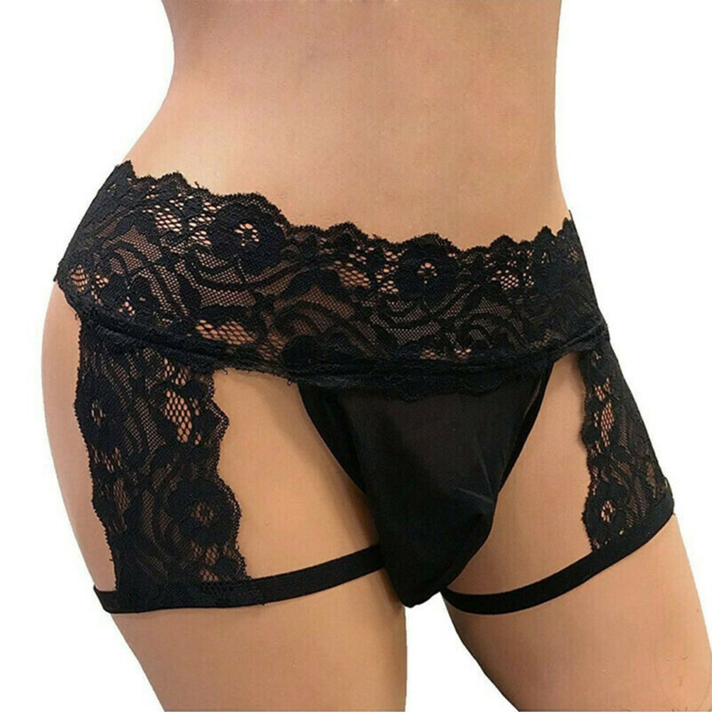 Mens Sexy Sissy Underwear Lace Thongs Enhance Pouch Bikini Briefs Underpants
