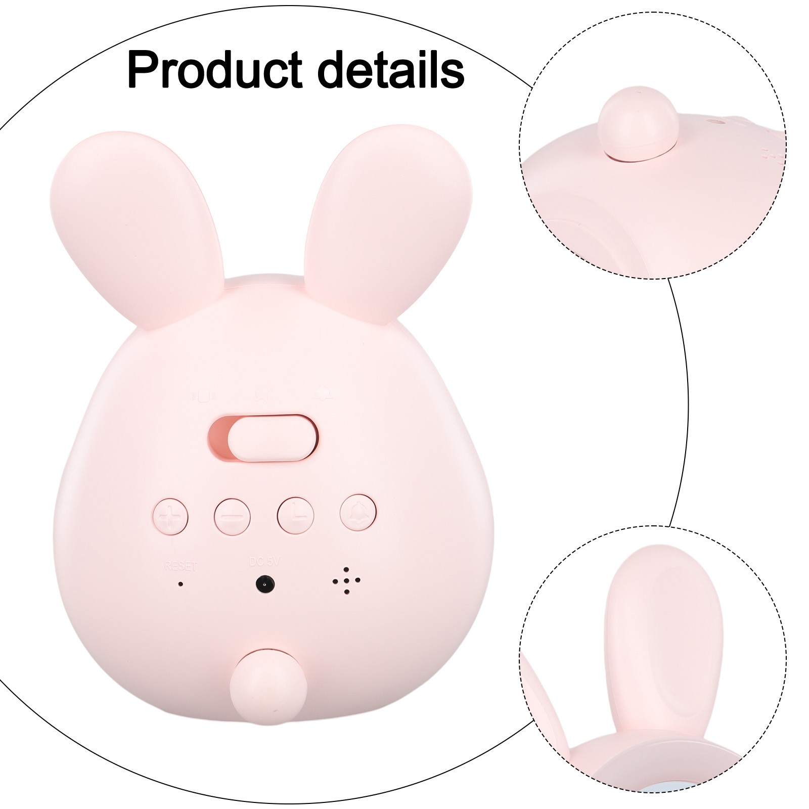 Modern Rabbit Alarm Clock with Night Light Function for Bedside Table