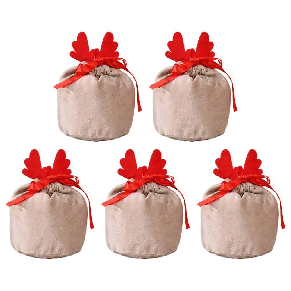 Charming For Christmas Deer Velvet Bags for Elegant Presents Pack of 5 - Picture 13 of 26