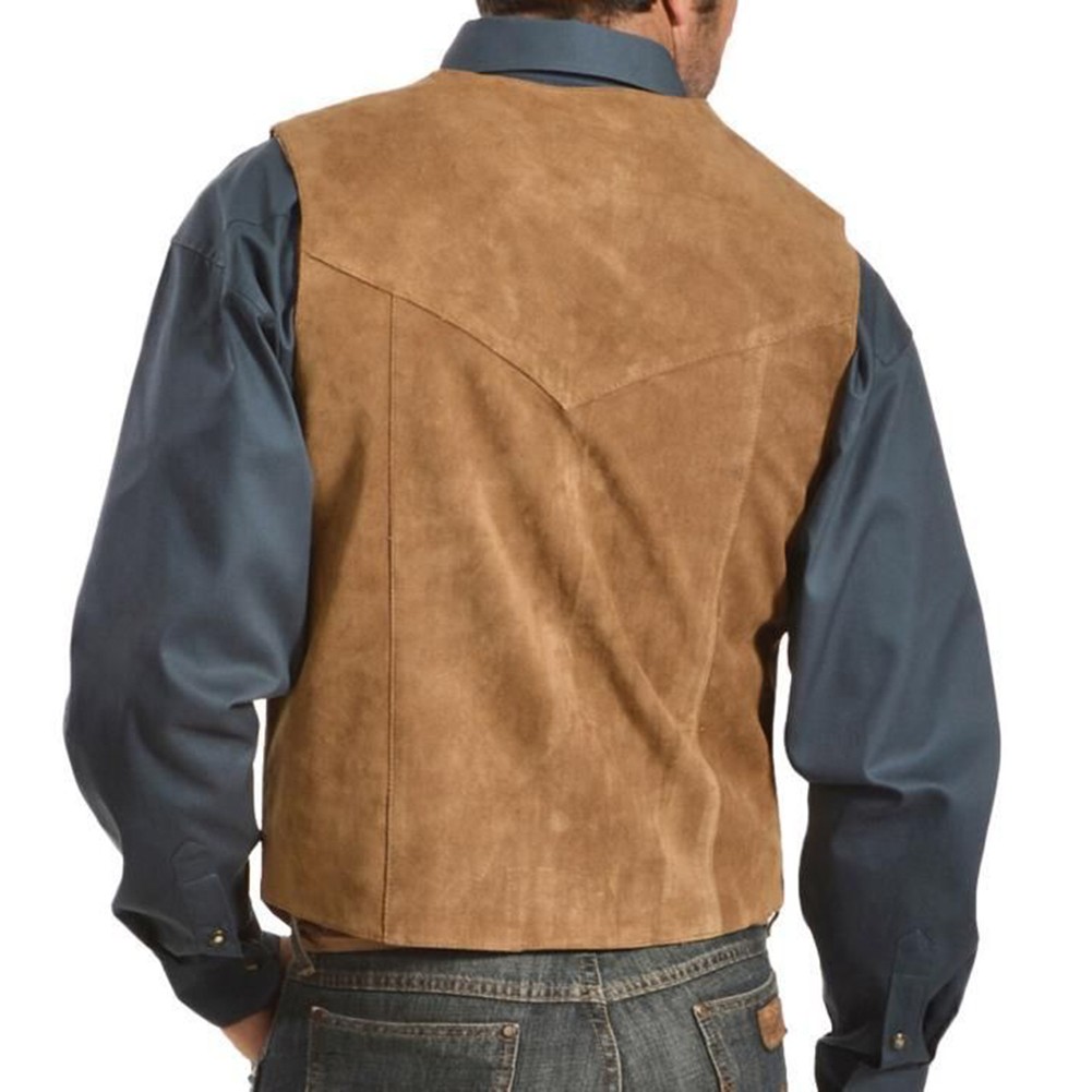 Gilet uomo scamosciato Vacation Daily lunghezza regolare tinta unita scollo a V - Picture 14 of 27