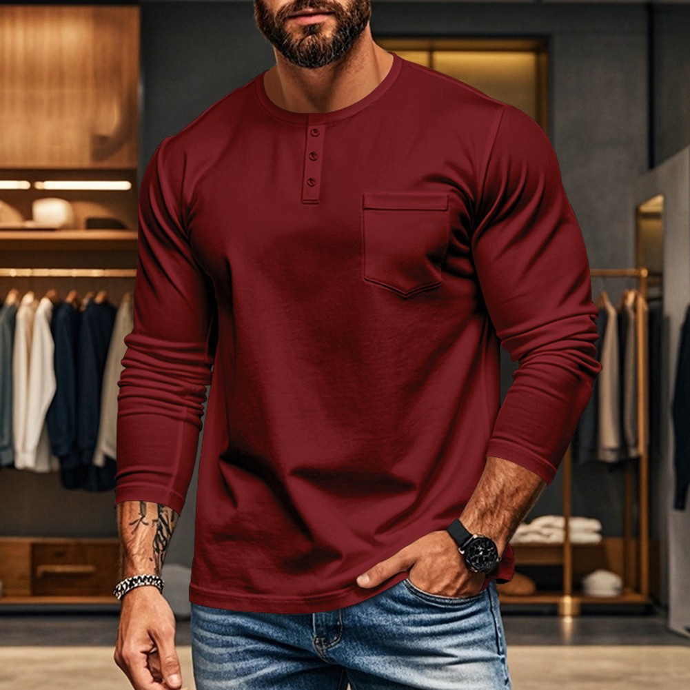 Men's Fashionable Long Sleeve Pocket TShirts for Everyday Casual Style - Picture 28 of 72