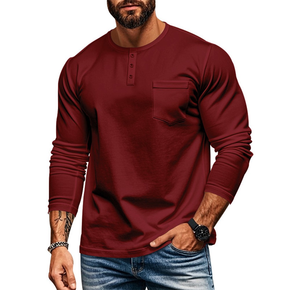 Men's Fashionable Long Sleeve Pocket TShirts for Everyday Casual Style - Picture 33 of 72