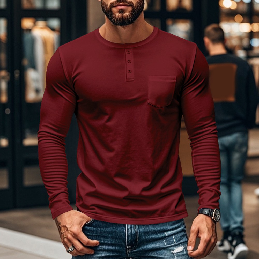 Men's Fashionable Long Sleeve Pocket TShirts for Everyday Casual Style - Picture 25 of 72