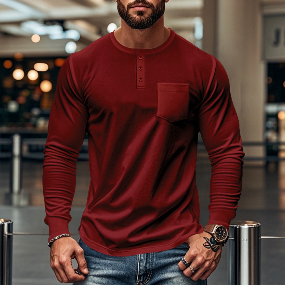 Men's Fashionable Long Sleeve Pocket TShirts for Everyday Casual Style - Picture 35 of 72