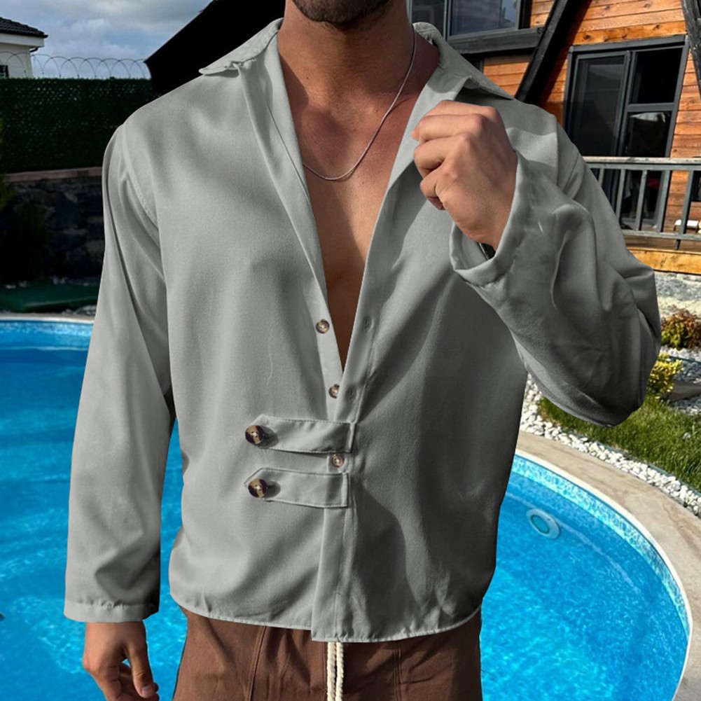 Herren Streetwear Langarm Hemd mit Umlegekragen für Freizeitkleidung - Bild 20 von 72