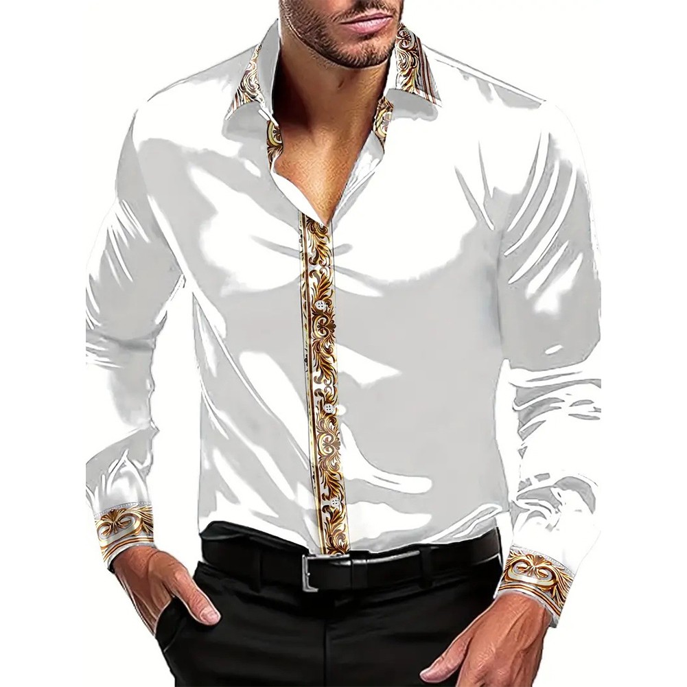 For Elegant Look Mens Casual Shirt Lapel Shirt Multiple Sizes Polyester Fabric - Picture 13 of 16