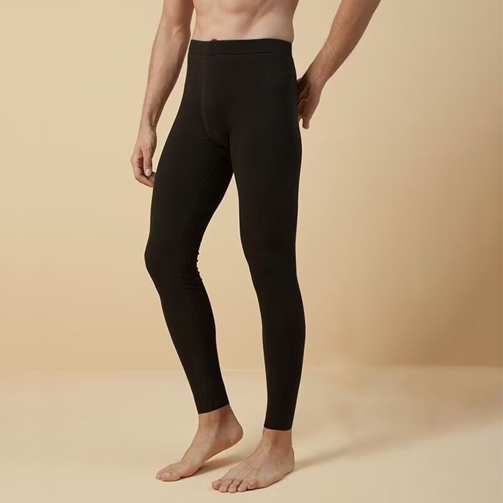 Elastic High Waist Thermal Long Johns for Men Comfortable Winter Pajama Pants