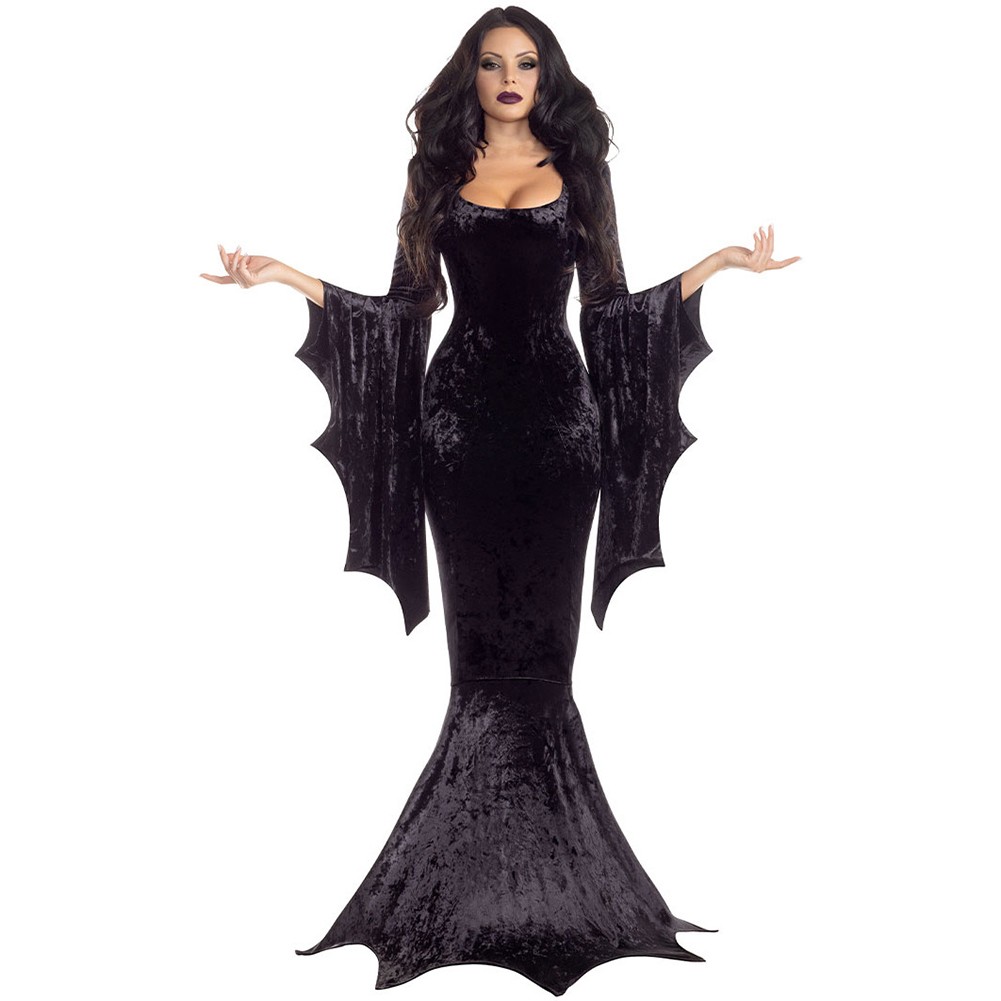 Halloween Costume Long Skirt for Women with Bats Witch Bride and Vampire Theme - Picture 5 of 6