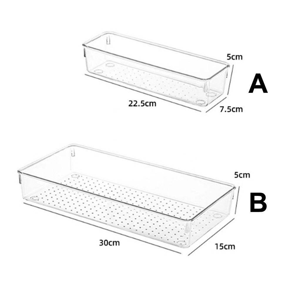 Clear Storage Tray Set for Organizing Makeup Kitchen and Office Supplies