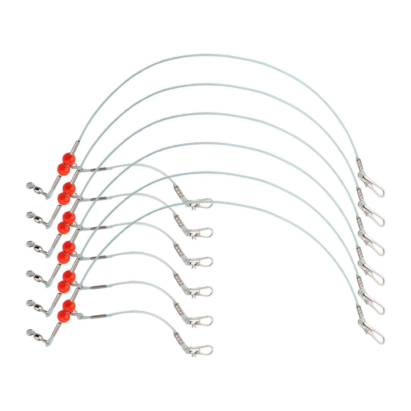 Fishing Rig Set 6 Nylon Leaders with Snaps and Beads for Saltwater Use