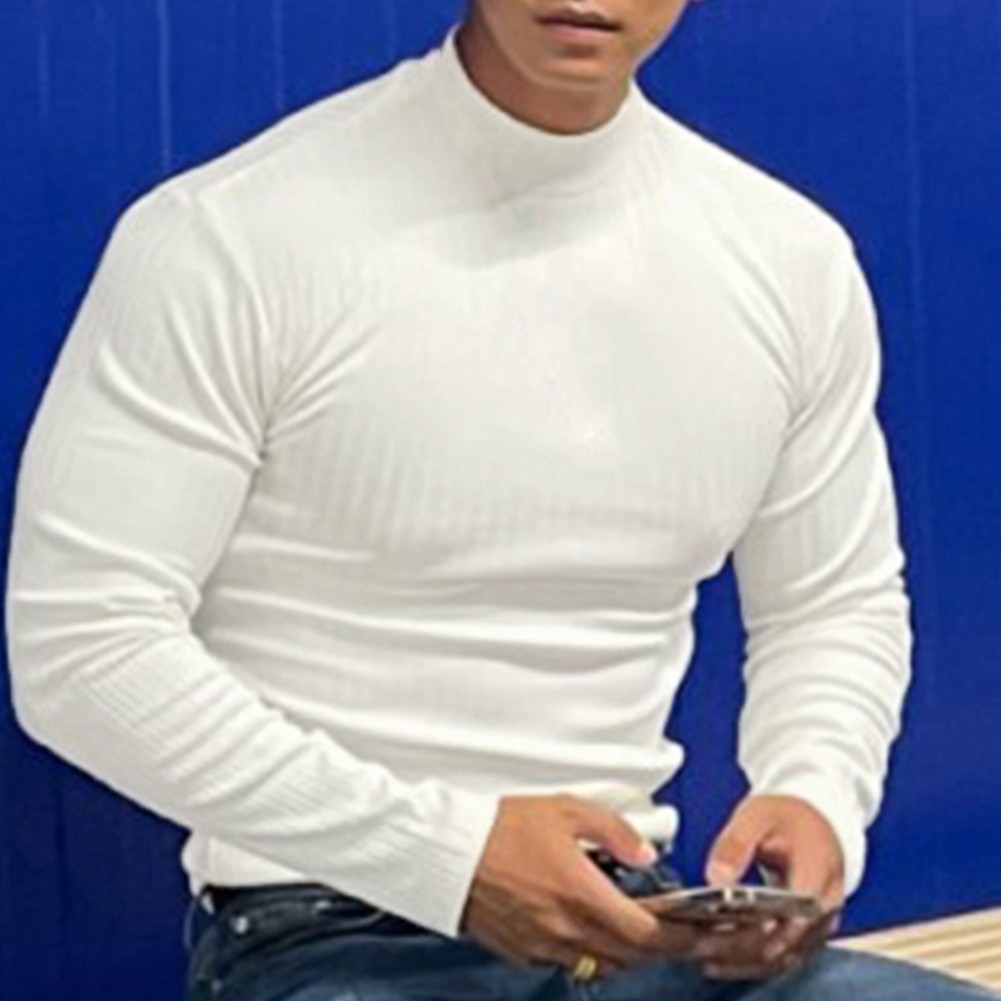 Tops with Comfort Stylish Mens Long Sleeve Ribbed Turtlenecks Available Now - Picture 15 of 24