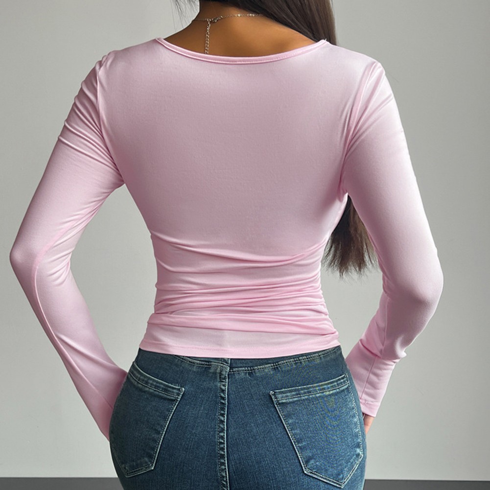 Stylish Everyday Wear Slim Fit Womens Long Sleeve Square Neck Casual Tops - Picture 49 of 49