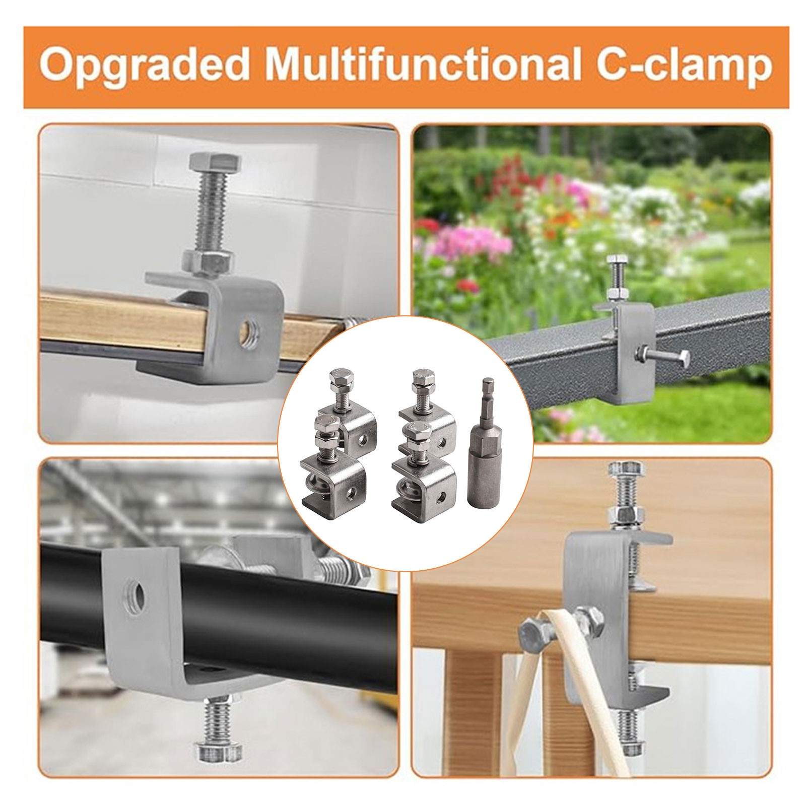 Multi Purpose 304 Stainless Steel C Clamps with Different Sizes Available
