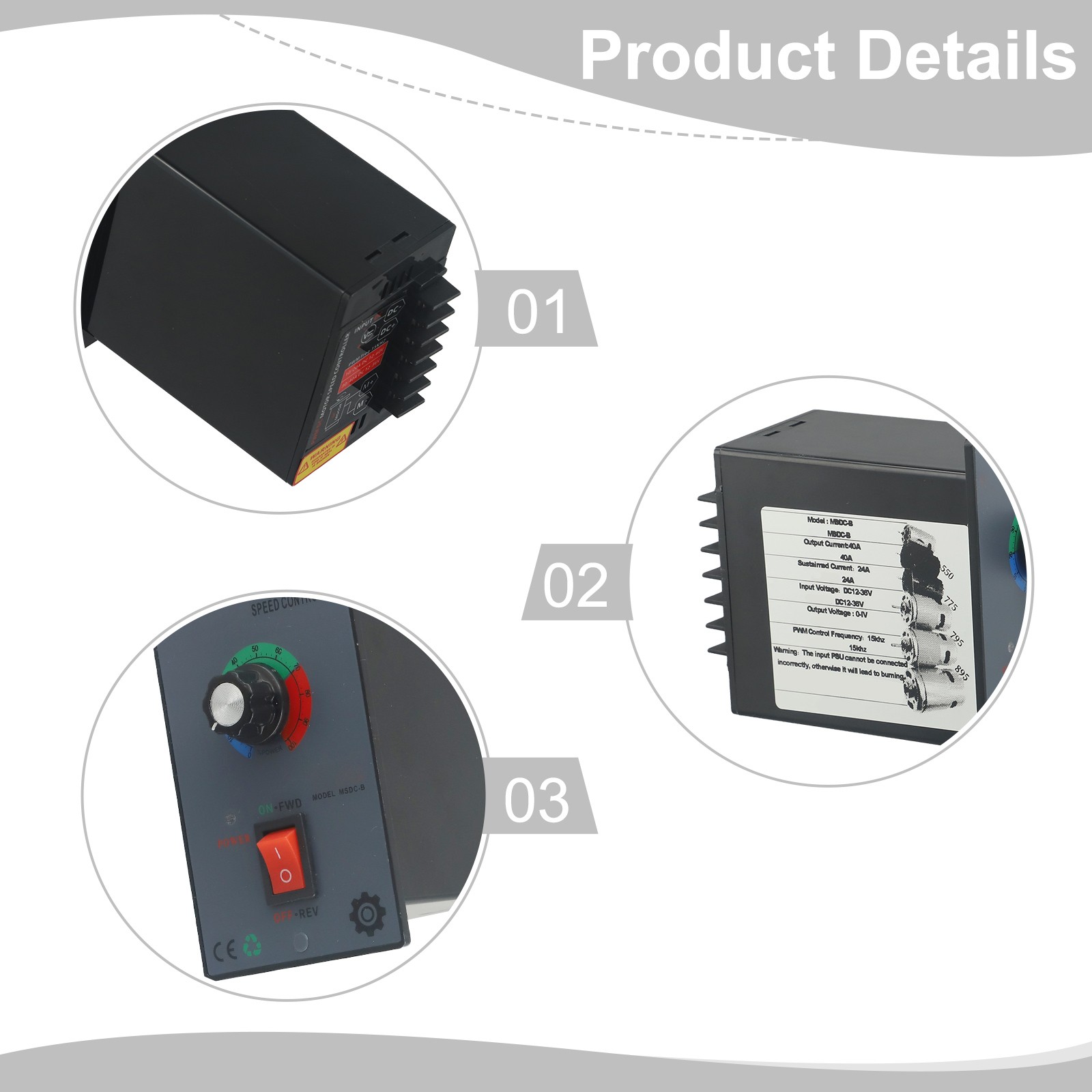 DC Motor Speed Controller 10A40A Adjustable Speed for 775 795 DC Gear Motor - Picture 20 of 27