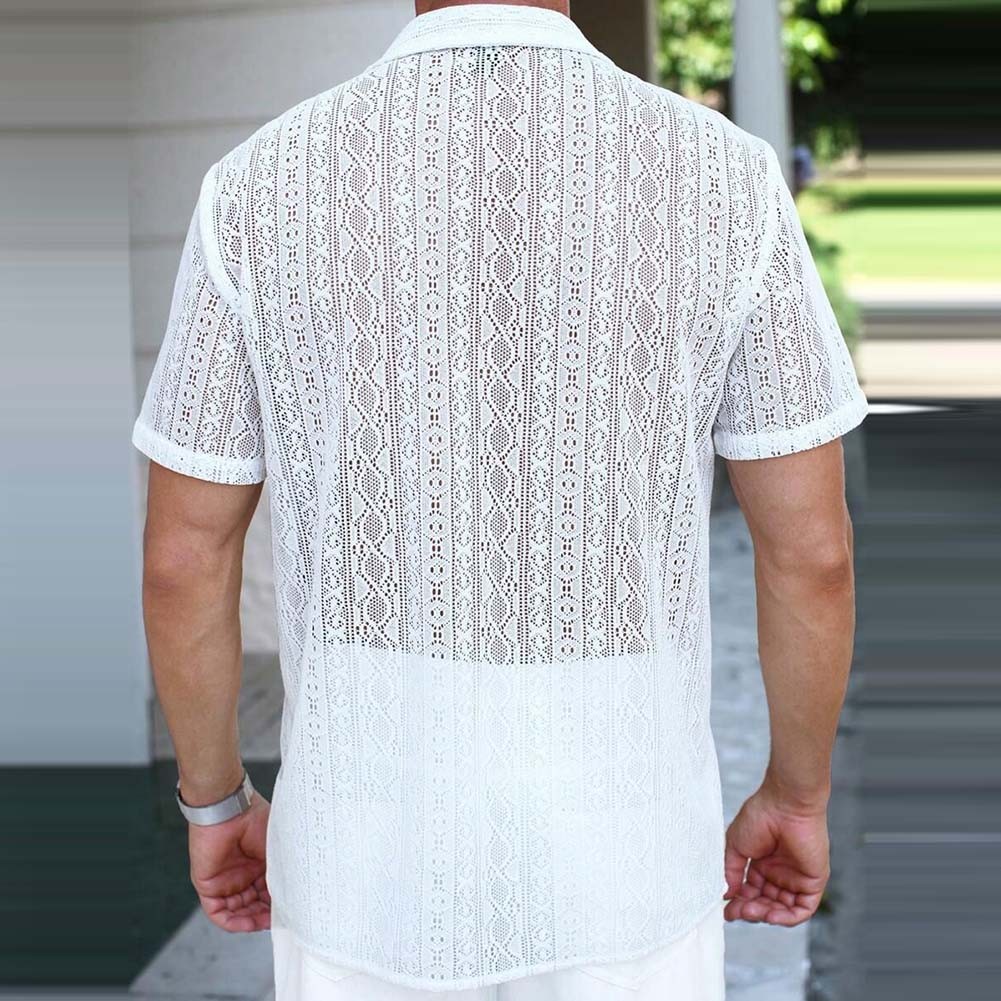 Haut homme soldes élégant et élégant en dentelle maille transparente parfait pour l