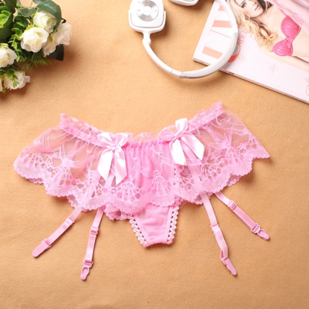 Crotchless Thong Bow Lace Lingerie Solid Color Spandex Fabric Brand New - Picture 21 of 21