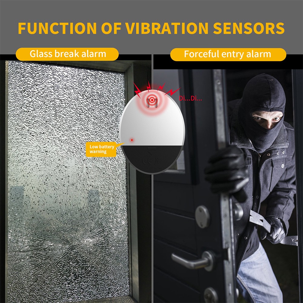 Ultra Slim Vibrationsalarm 130dB Glasbruchsensor für Fensterschutz - Bild 24 von 36