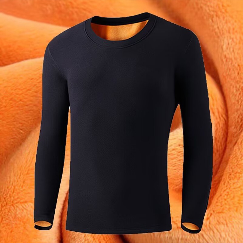 Warm Mens O Neck Pullover with Fleece Lining for Casual Winter Outfits