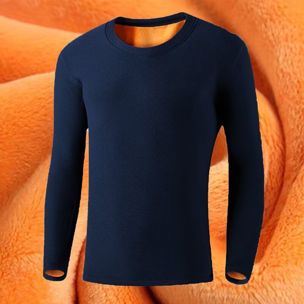 O Neck Style warmes Herren Langarm T-Shirt mit Fleece für Wintertage - Picture 14 of 20