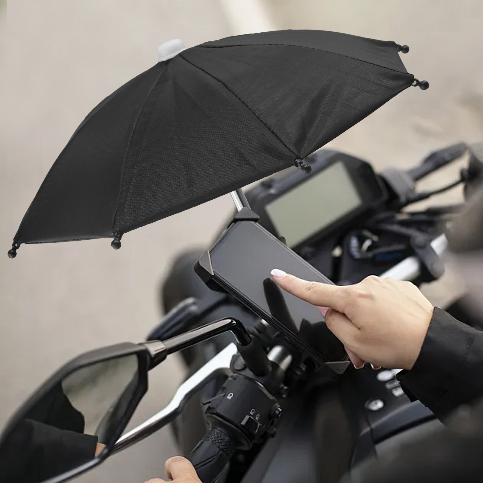 Mobile Phone Umbrella Clip Rainproof Sunshade Anti Reflective 28cm Height